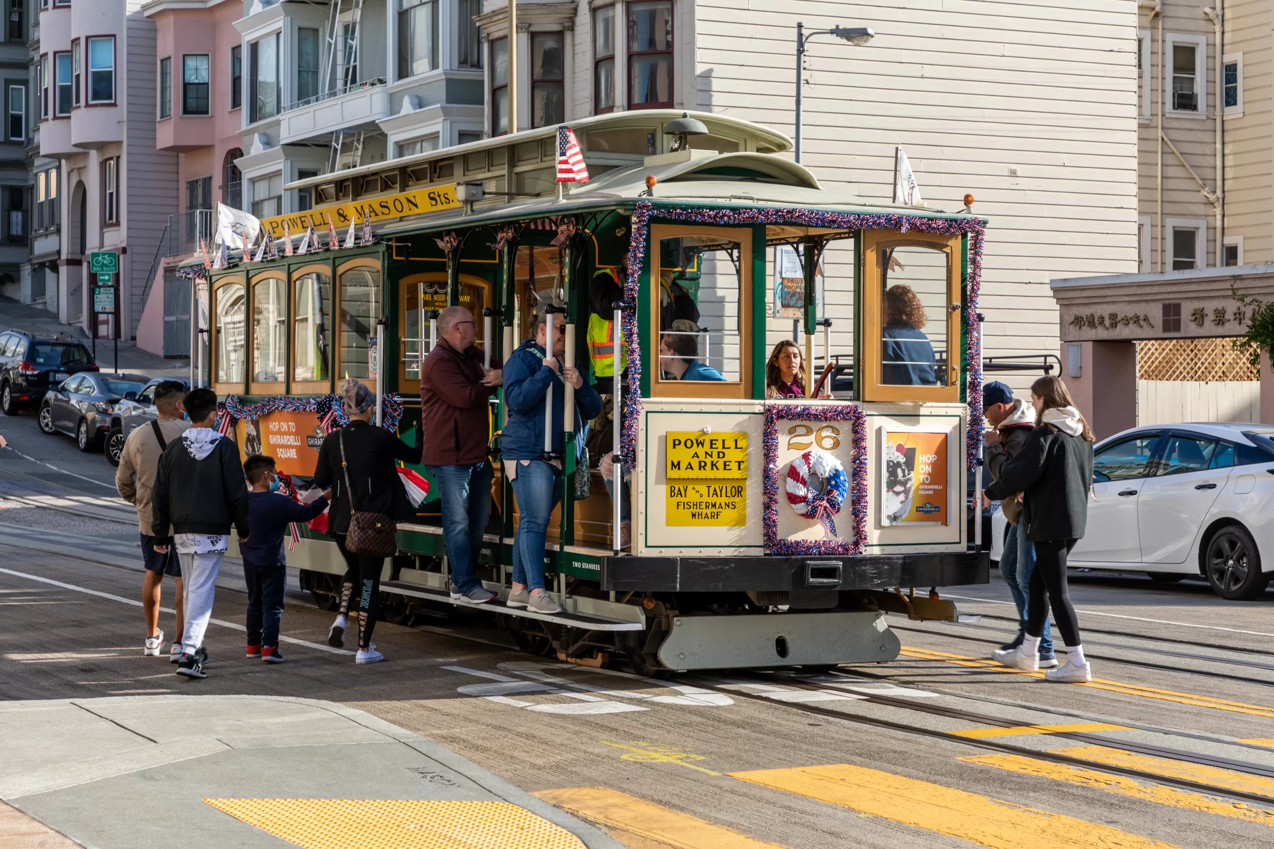 Visitors boarding Cable Car